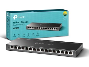 TP-Link TL-SG116E 16-Port Managed Network Switch, Gigabit Ports, Plug and play Ethernet Splitter, QoS VLAN IGMP Snooping, Intelligent Network Management Through Web Interface, Durable metal casing