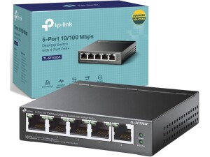 TP-Link TL-SF1005P 5 Port Fast Ethernet PoE Switch, 4 PoE+ Ports at 67W, Desktop Network Swtich, Plug and Play, Sturdy Metal with Shielded Ports, Fanless, Extend and Priority Mode