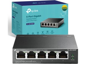 TP-Link TL-SG1005P 5-Port Gigabit Desktop PoE Switch with 4-Port PoE+, 802.3af/at 30W, 65W Total Budget, 802.1p/DSCP QoS for Traffic Prioritization, Intelligent Power Management, Metal Casing