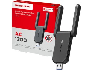 MERCUSYS MA32H TP-Link AC1300 3.0 USB WiFi Dongle for PC, Dual-Band USB WiFi Adapter for PC, Two High Gain Antennas, Win10/11, MU-MIMO, Plug&Play, WPA3 Security, Broader Coverage, Lower Latency