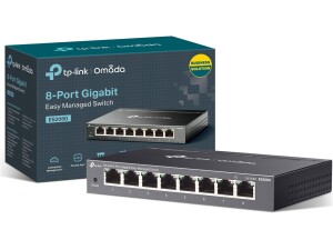 TP-Link ES208G 8 Port Gigabit Network Switch, Omada Ethernet Switch, Ethernet Splitter, Metal Case, Easy Cloud Managment, Silent operation, Energy Saving, Plug and Play, Desktop/Wall Mounting
