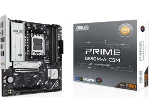 ASUS PRIME B850M-A-CSM, AMD mATX Motherboard, DDR5 Slot, PCIe 5.0 Ready, 3 M.2 Slots, Ethernet Realtek 2.5 Gb, DisplayPort, HDMI, Front USB-C 5 Gbps, BIOS FlashBack, Aura Sync