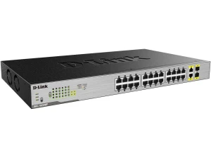 D-Link DGS-1026MP 26-Port Gigabit Unmanaged Max PoE Switch, 24 10/100/1000 Mbps PoE ports and 2 Gigabit combo uplink ports, PoE budget of 370W, Hub, Internet Splitter, Metal, Plug and Play