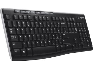 Logitech K270 Wireless Keyboard for Windows, 2.4 GHz Wireless, Full-Size, Number Pad, 8 Multimedia Keys, 2-Year Battery Life, Compatible with PC, Laptop, QWERTY UK English Layout - Black