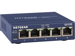 NETGEAR 5 Port Network Switch (GS105) | Unmanaged Gigabit Switch | Ethernet Splitter | Ethernet Splitter | Desktop or Wall Mount