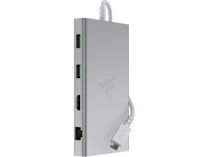 Razer USB-C Dock - 11 ports with HDMI, Gigabit Ethernet, 3.5mm audio port, USB-A & -C, compatible with Windows and Mac (screen output with 4K, 7.1 surround sound) Mercury