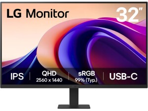 LG Monitor 32U631A - QHD 1440p IPS 32 inch, 100Hz, 5ms, Computer desktop display, Flicker safe & Reader Mode, USB-C, HDMI, Matte Black