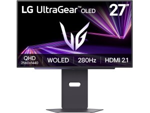 LG UltraGear OLED GX7 Gaming Monitor 27GX700A-B QHD 1440p, 4 stack WOLED, 27 inch, 280Hz, 0.03ms, 335-1500nits, AMD FreeSync Premium Pro, ClearMR 13000, HDR 500, Delta E 2, DP, HDMI 2.1, Black