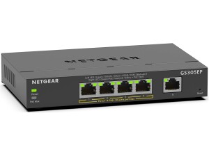 NETGEAR 5 Port PoE Switch (GS305EP) | Managed Gigabit Network Switch | Ethernet Splitter | 4 x PoE+ @ 63W | Desktop or Wall Mount