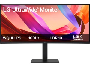 LG UltraWide Monitor 34U650A-B, Curved UWQHD 1440p IPS, 34 inch, 100Hz, 5ms GtG, HDR10, Speakers, HDMI, DP, USB-C (96W PD), Black