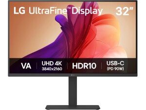 LG UltraFine Monitor 32U720A-B - 4K UHD VA 32 inch, 60Hz, 5ms GtG, HDR10, Home/Office Display, Eye Care features, Built-in Speakers, HDMI, DisplayPort, USB-C with 90W PD, Black
