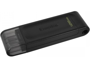 Kingston DT70/128GB DataTraveler 128GB USB Flash Drive, USB 3.2,  USB-C, Gen1, 80MB/s, Cap Design, Black, Retail.