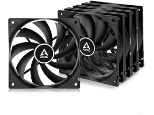 ARCTIC F12 (5 Pack) - PC Fan, 120mm Case Fan, Low Noise, Quiet motor, Computer, Fan Speed: 1350 rpm - Black