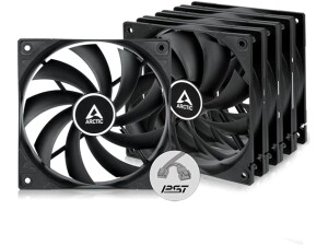 ARCTIC F12 PWM PST (5 Pack) - PC Fan, 120mm Case Fan with PWM Sharing Technology (PST), Quiet motor, Computer, Fan Speed: 230-1350 rpm - Black