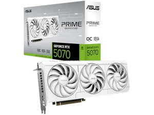 ASUS PRIME NVIDIA GeForce RTX 5070 OC Edition, 12GB GDDR7, 192 Bit, PCIe 5.0, 2.5 Slot Design, 3 Axial-Tech Fans, 1 HDMI 2.1, 3 DisplayPort 2.1, White, PRIME-RTX5070-O12G-WHITE