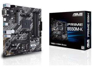 ASUS Prime B550M-K AMD B550 (Ryzen AM4), dual M.2, PCIe 4.0, DDR4 4400, 1 Gb Ethernet, HDMI/D-Sub/DVI, USB 3.2 Gen 2 Type-A, micro ATX