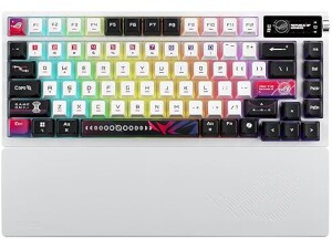 ASUS ROG Azoth X 75% custom gaming keyboard, ROG NX Snow V2 mechanical switch, dye-sub and translucent keycaps, gasket mount, 5-layer dampening, FR4 plate, south-facing, OLED display & knob, White