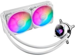 ASUS ROG Strix LC II 240 ARGB White all-in-one liquid CPU cooler with Aura Sync, Intel® LGA 1700/1200/1150/1151/1152/1155/1156/2011/2011-3/2066 and AMD AM4/TR4 support and dual ROG 120 mm ARGB fans