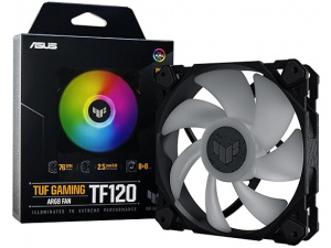 ASUS TUF Gaming TF120 120mm ARGB fan 1 Pack (Advanced fluid dynamic bearing (FDB), Double-layer LED array, Aura Sync, High airflow, PWM fan control, Wide RPM range, Multi-function controller) Black