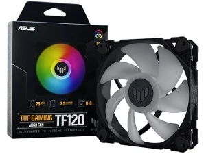 ASUS TUF Gaming TF120 120mm ARGB fan 1 Pack (Advanced fluid dynamic bearing (FDB), Double-layer LED array, Aura Sync, High airflow, PWM fan control, Wide RPM range, Multi-function controller) Black