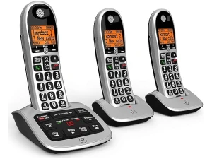 BT 4600 Cordless Landline House Phone, Home Phone, Big Buttons, Advanced Nuisance Call Blocker, Answer Machine, Trio Handset Pack