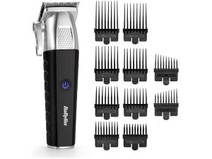 BaByliss Lithium Power Hair Clippers, Cordless, Quick Charge, Taper Level 0.5-25mm, 8 Comb Guides (0.8-25mm) and Storage Bag, Lithium Power, Japanse Steel Blades, E812U