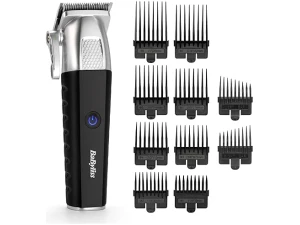 BaByliss Lithium Power Hair Clippers, Cordless, Quick Charge, Taper Level 0.5-25mm, 8 Comb Guides (0.8-25mm) and Storage Bag, Lithium Power, Japanse Steel Blades, E812U