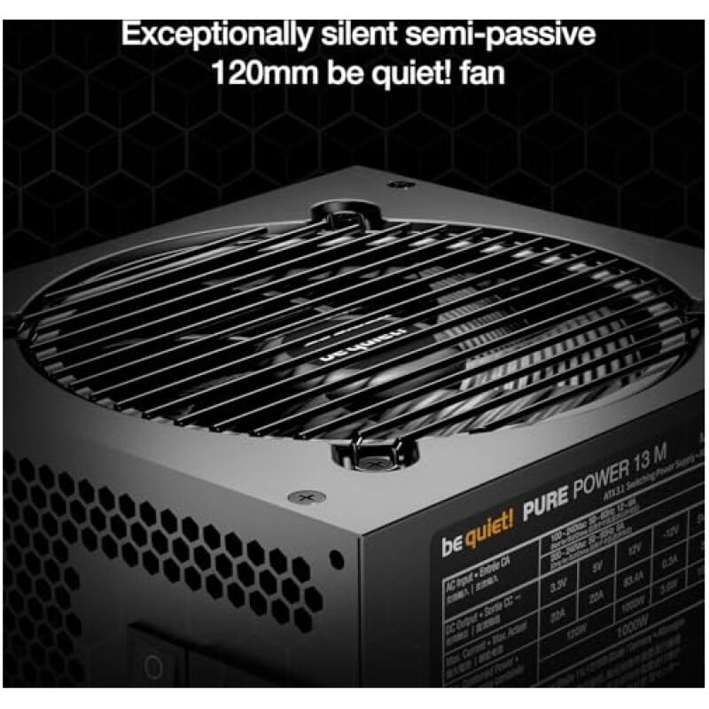 Quiet 120mm semi-passive PC power supply fan for efficient cooling.