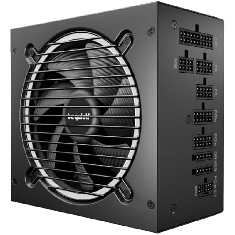 High-performance computer power supply unit with modular cables for gaming and PC builds.