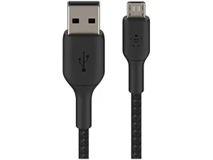 Belkin Micro-USB Cable for Portable Speakers; Power Banks; eReaders; and more (Braided USB-A to Micro-USB cable; 3.3 ft. / 1 m; Black) CAB007bt1MBK