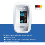 SpO2 pulse oximeter display measuring oxygen saturation and pulse rate for health monitoring.
