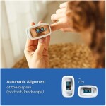 Accurate digital health monitor displaying blood oxygen and pulse rate readings.