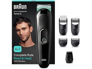 Braun All-in-One Style Kit Series 3 MGK3421, 6-in1 Everyday Grooming Kit for Men, for Beard Trimming, Hair Clipping & More, Beard Trimmer with Ultra-Sharp Blade, Washable Heads & Combs with EU Plug