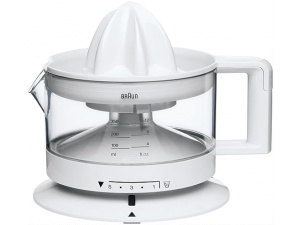 Braun House Hold CJ3000 Electric Citrus Press, 350 ml Bowl with Scale, Adjustable Pulp Control, Automatic Start/Stop, Cable Storage - White