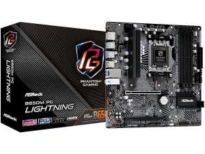 Asrock B650M PG LIGHTNING, AMD B650, AM5, Micro ATX, 4 DDR5, HDMI, DP, 2.5G LAN, PCIe4, 3x M.2