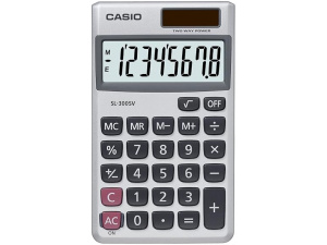 Casio Calculator Handheld Battery Solar-power 8 Digit 3 Key Memory Wallet 70x117x8mm Ref SL300SV