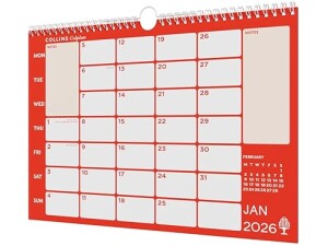 Collins - Colplan - A4 Monthly Wall Diary Calendar 2026 (CMCA4-26)