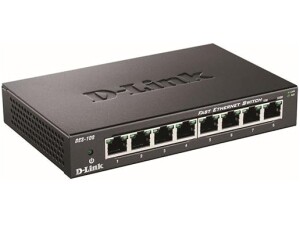 D-Link DES-108/B 8-Port Fast Ethernet Unmanaged Metal Desktop Switch 10/100 Mbit/s - UK Version