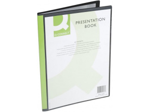 Display Book Q-CONNECT with Front Cover Pocket PP A4 460 Micron 20 Pockets Black/Document Archiving/Type-20 Pockets/Kind-with a Pocket/Index-N.a. / Pockets-N/D/Material-PP/Dividers-N.a.