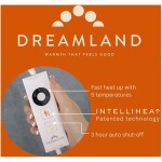 Fast heat-up infrared heater with 5 temperature settings, auto shut-off for safety.