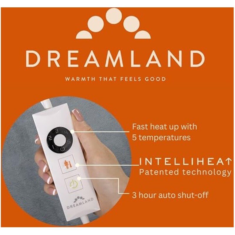 Fast heat-up infrared heater with 5 temperature settings, auto shut-off for safety.