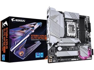 GIGABYTE B760M AORUS ELITE WIFI6E GEN5 Motherboard - Supports 14th Gen. Intel Core CPUs, 12+1+1 phases VRM, up to 5600MHz DDR5, 2xPCIe 4.0 M.2, Wi-Fi 6E, 2.5 GbE LAN, USB 3.2 Gen 2x2