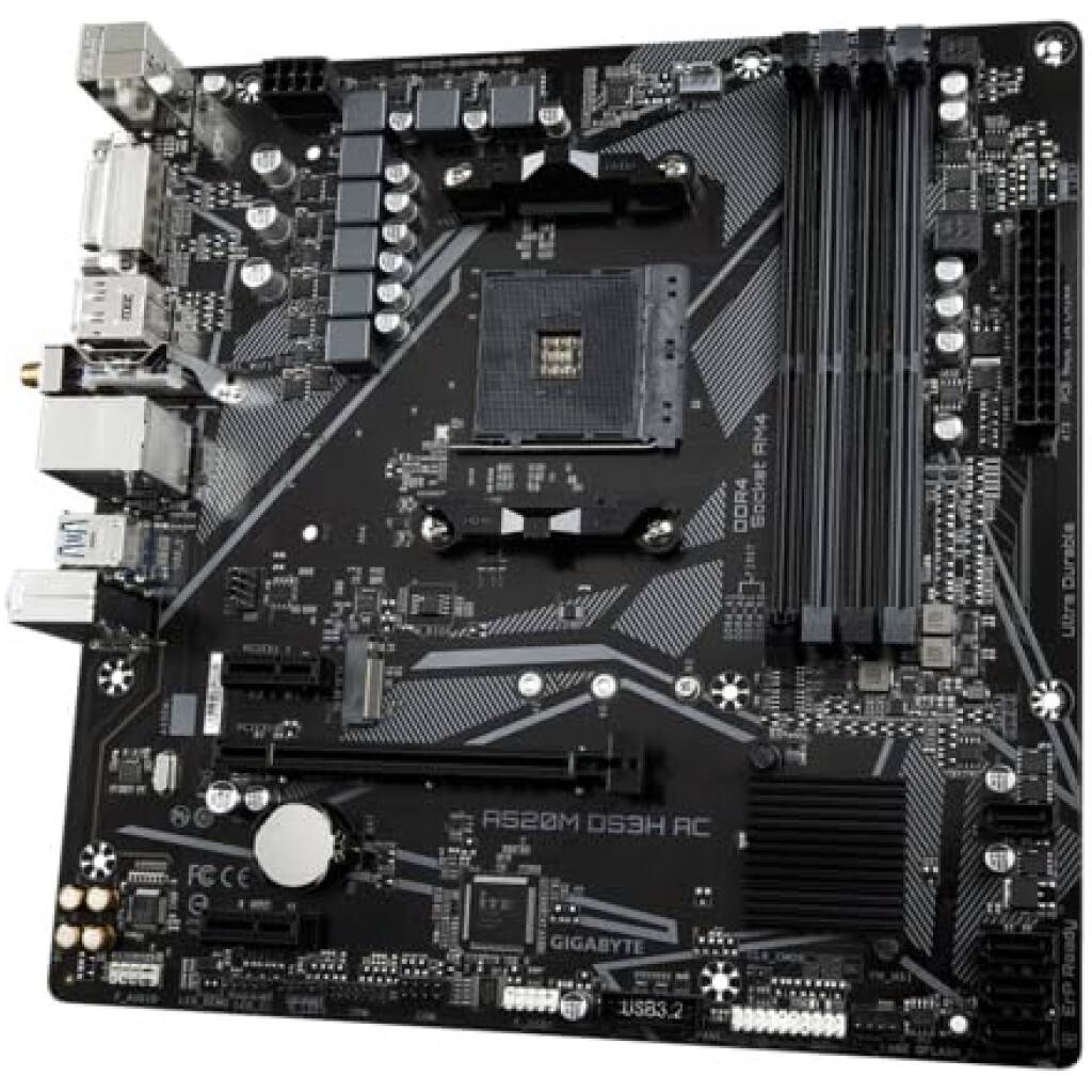 Gigabyte A520M DS3H AC Motherboard – AMD Ryzen 5000 Series CPUs, 5+3 ...