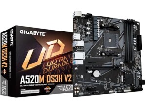 Gigabyte A520M DS3H V2 Motherboard - Supports AMD Ryzen 5000 Series AM4 CPUs, up to 4733MHz DDR4 (OC), PCIe 3.0 x16, GbE LAN, USB 3.2 Gen 1