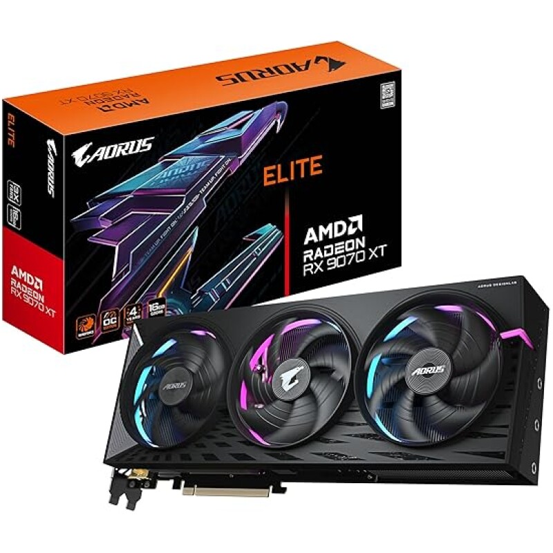 Gigabyte-AORUS-Radeon-RX-9070-XT-ELITE-16G-Graphics-Card-16GB-GDDR6-256bit-PCI-E-50-3100-MHz-Core-Clock-2-x-Displ-B0DT7C5ZC7