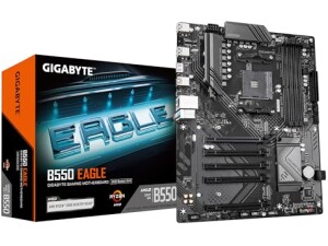 Gigabyte B550 EAGLE Motherboard - AMD Ryzen 5000 G-Series CPUs, 10+3+1 Phases VRM, up to 3200MHz DDR4, 1xPCIe 4.0 + 1xPCIe 3.0 M.2, 1GbE LAN, USB 3.2 Gen 2