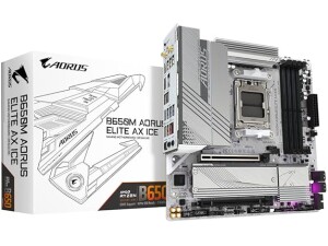 Gigabyte B650M AORUS ELITE AX ICE Motherboard - Supports AMD Ryzen 8000 CPUs, 12+2+2 Phases Digital VRM, up to 8000MHz DDR5 (OC), 1xPCIe 5.0 + 1xPCIe 4.0 M.2, Wi-Fi 6E, 2.5GbE LAN, USB 3.2 Gen 2