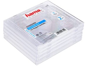 Hama Standard CD Double Jewel Case, pack of 5, transparent