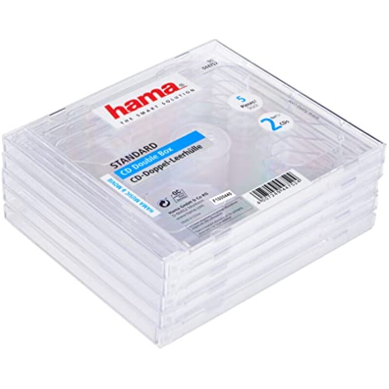 Hama-Standard-CD-Double-Jewel-Case-pack-of-5-transparent-B00005UPBH