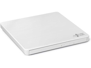 Hitachi-LG GP60 External DVD Drive, Slim Portable DVD Burner/Writer/Player for Laptop, Windows and Mac OS Compatible, USB 2.0, 8x Read/Write Speed - White